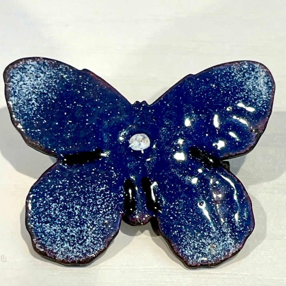 Blue Butterfly Enamel Pin Brooch Handmade